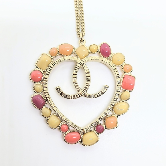 CHANEL Jewelry - CHANEL Statement XL Heart CC Enamel Stone Pendant